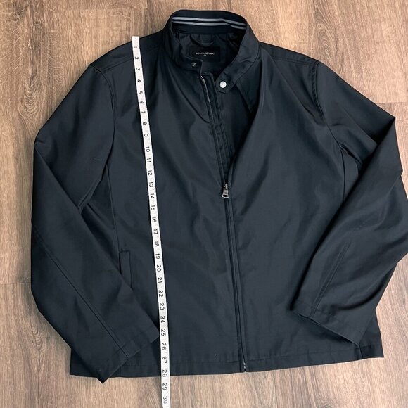 Banana Republic Black Moto Nylon Zip Jacket Sz XL - Picture 5 of 11